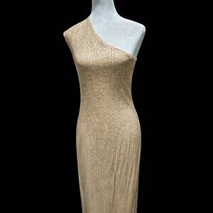 ✨ GRACE KARIN Gold Sequin One-Shoulder Dress – Size Small ✨